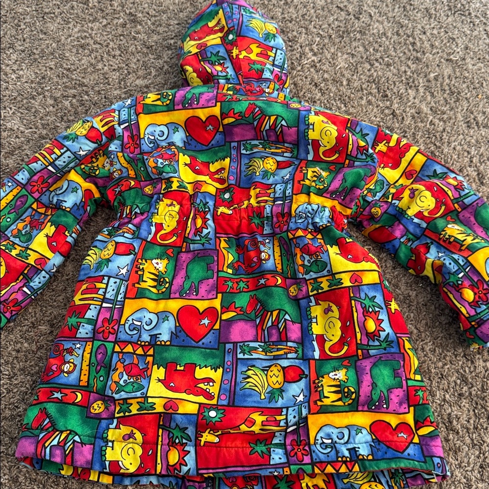 Vintage Quilted Kids Colourful Jacket With Animals - Picture 6 of 9